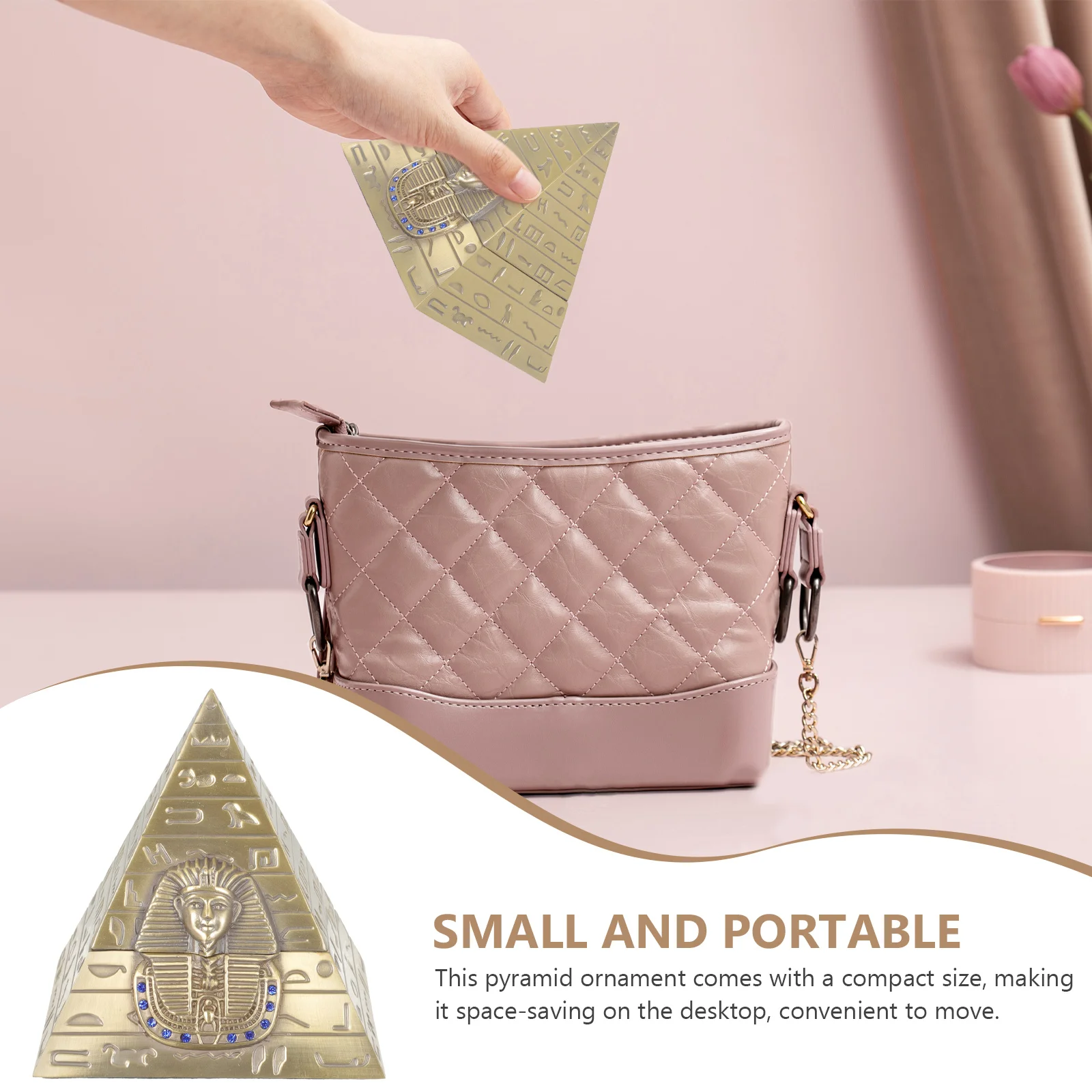 Ancient Egyptian Pyramid Shaped Jewelry Box Metal Pyramid Decoration Pyramid Storage Container - Image 3
