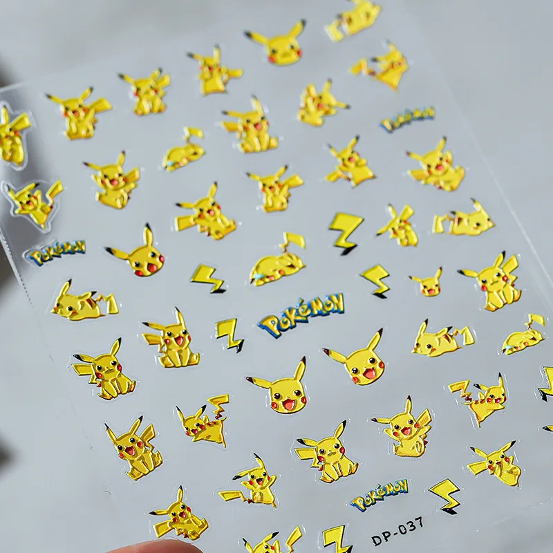 Miniso New Pokémon 5D Nail Stickers Nail Art Supplies Cute Pikachu Squirtle Nail Art Stickers Nail Art Decoration Nail Parts 6