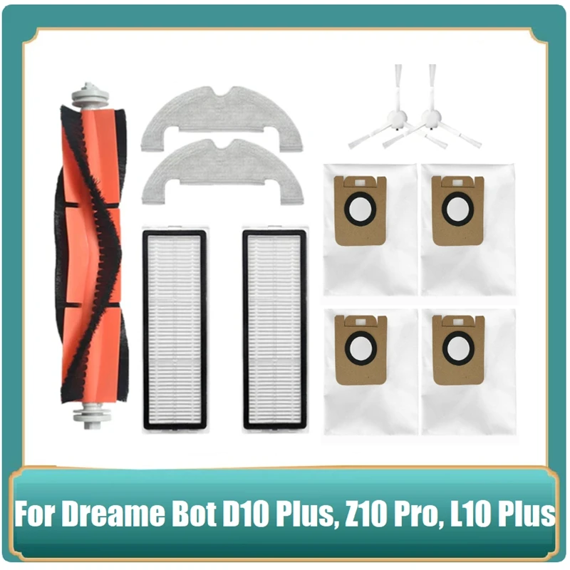 

11Pcs For Dreame Bot D10 Plus RLS3D/Z10 Pro/L10 Plus Robot Vacuum Replacement Main Side Brush Filter Mop Dust Bag