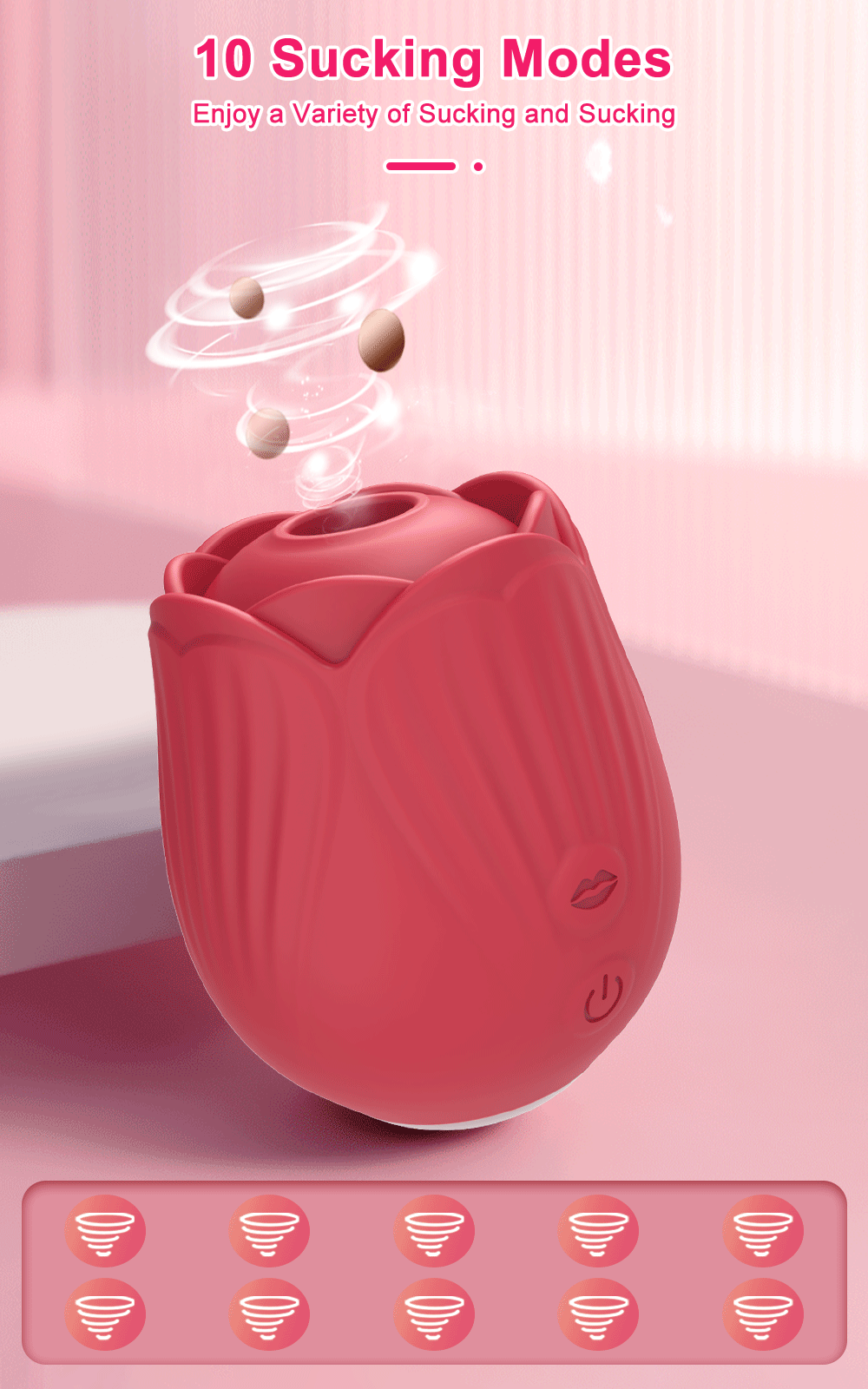 Rose succion léchage poussée vibrateur pour femmes Clitoris mamelons stimulateur masseur Silicone femme adulte sexe_voghion.com