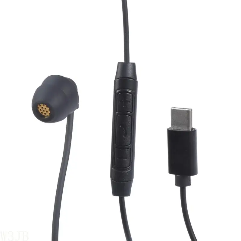 W3JB USB C 측면 헤드폰 조정 가능한 코드 쉬운 통신 소음 감소 마이크 인체 공학적 전화 태블릿 노트북
