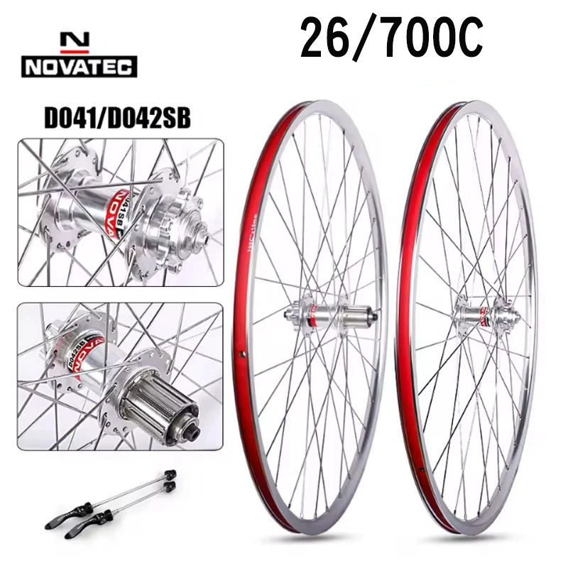 Novatec 700C Road Bike Wheels 26inch Bicycle Hubs MTB D041/D042SB bicycle wheel set aluminum alloy 4bearings 7/11S Wheel