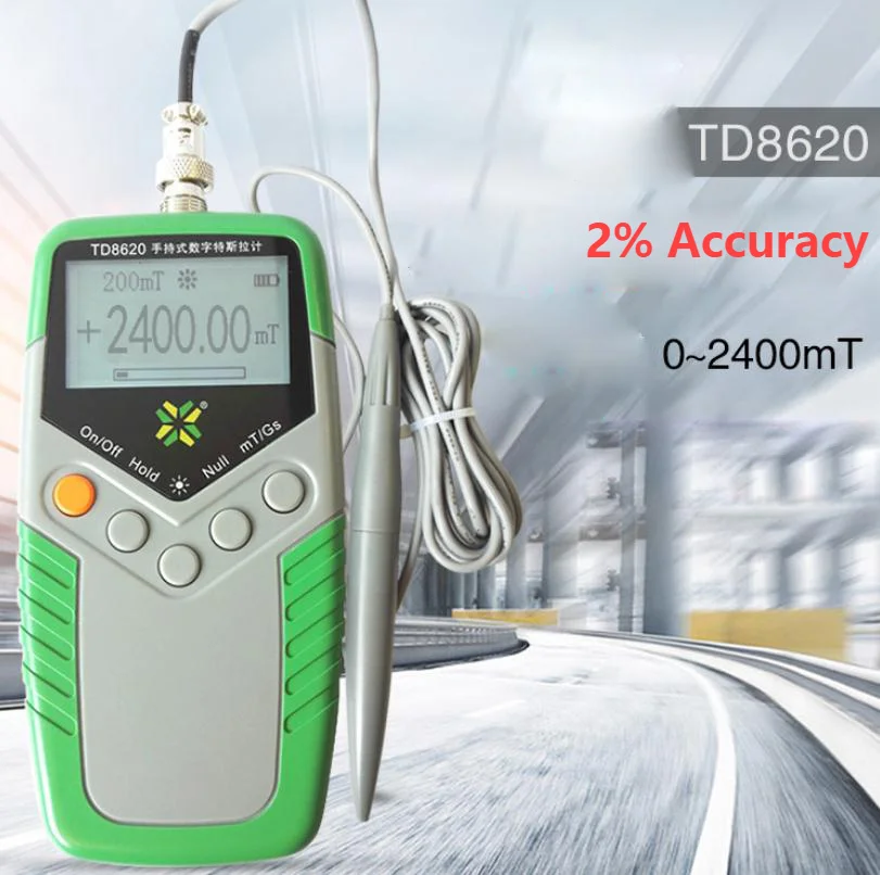 2% TD8620 Permanent Magnet Gauss Meter Handheld Digital Tesla Meter Magnetic Flux Surface Magnetic Field Test 2 Accuracy