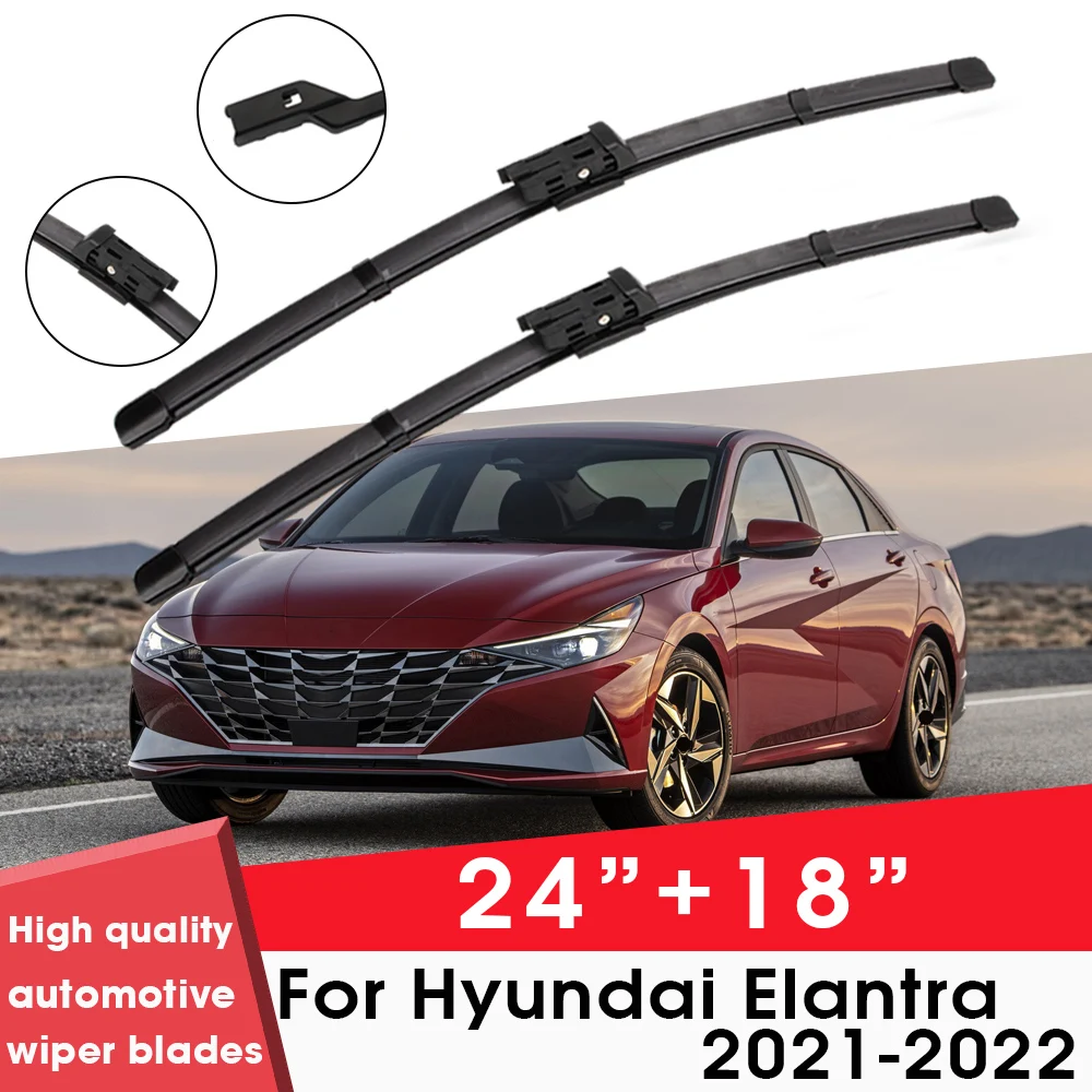 

Car Wiper Blade Blades For Hyundai Elantra 2021-2022 24"+18" Windshield Windscreen Clean Rubber Silicon Car Wipers Accessories