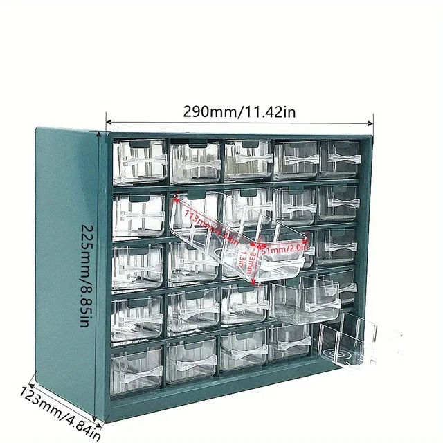 Boîte à 25 pièces de tiroir multi-grille, boîte à composants de Classification de vis murale, mallette à outils, boîte à outils de stockage de composants électroniques 3