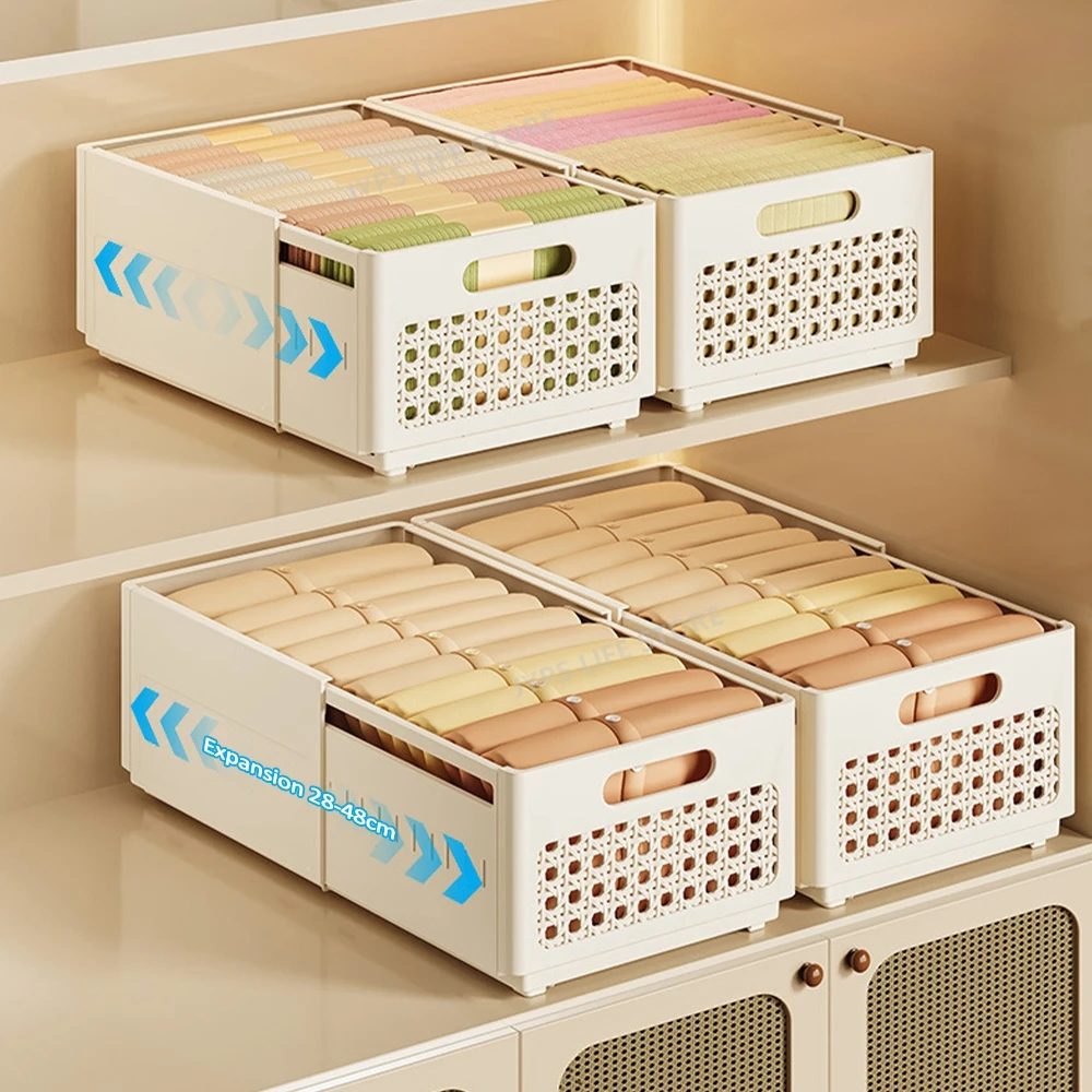 Caja de almacenamiento de ropa de 2/1 piezas, cajones elásticos