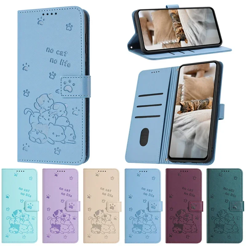 3D Cat Pattern Flip Leather Phone Case - Cute and Stylish Protective Cover