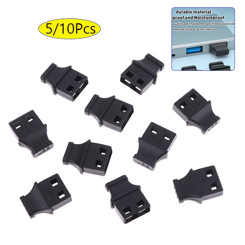 5/10Pcs Type-A USB 포트 플러그(핸들 포함) 노트북 컴퓨터 소켓 캡용 플라스틱 방진 커버 미사용 인터페이스 방진 플러그