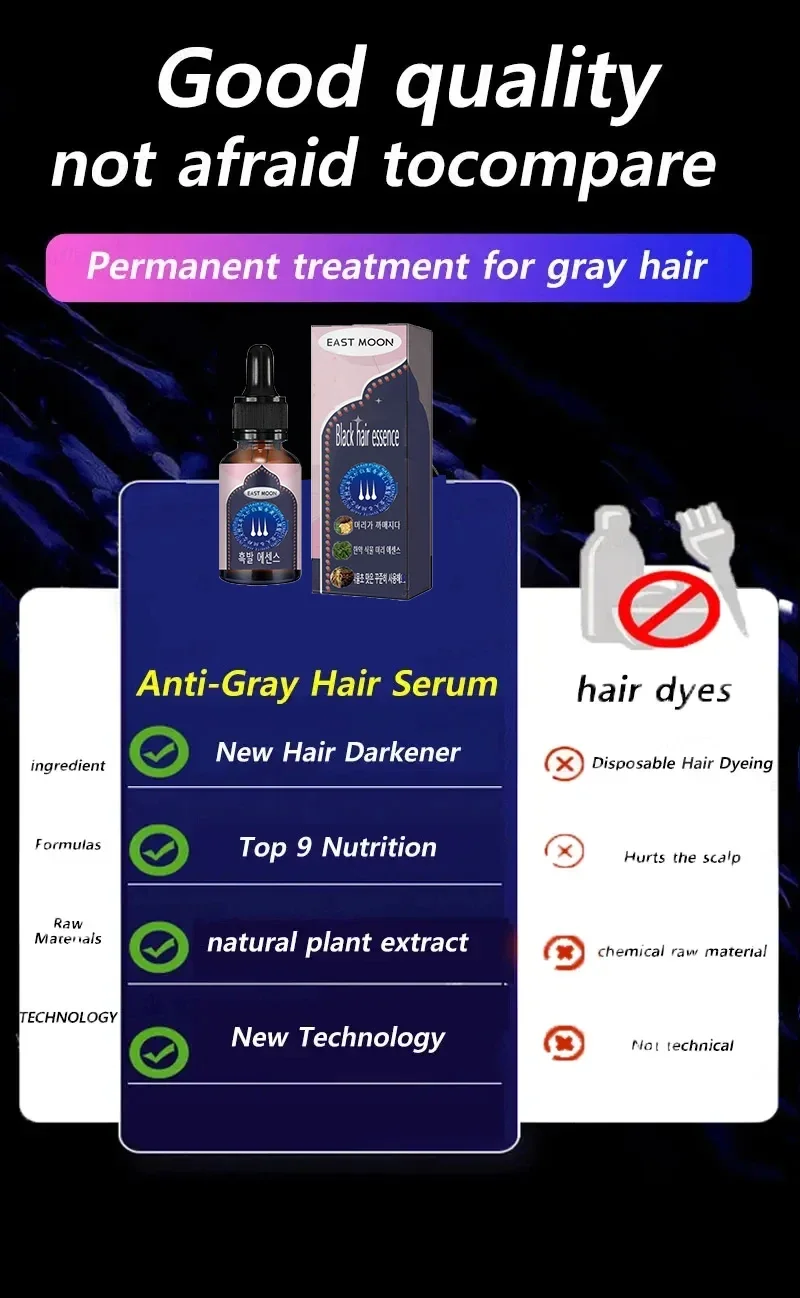 White hair killer, remove gray hair and restore natural color in 7 days