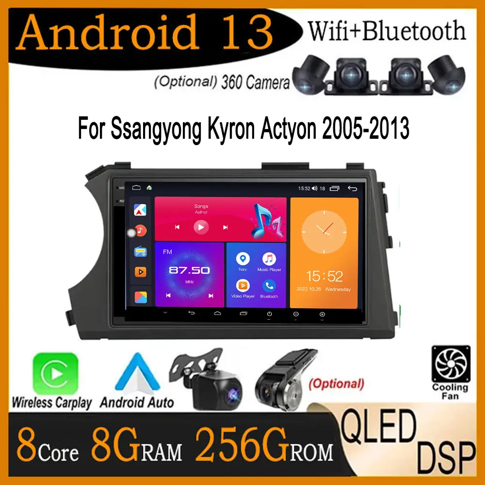 

DPS IPS QLED Android 13 For Ssangyong Kyron Actyon 2005-2013 Car Radio 4G Wifi Auto Multimedia Video Player CarPlay Navigation