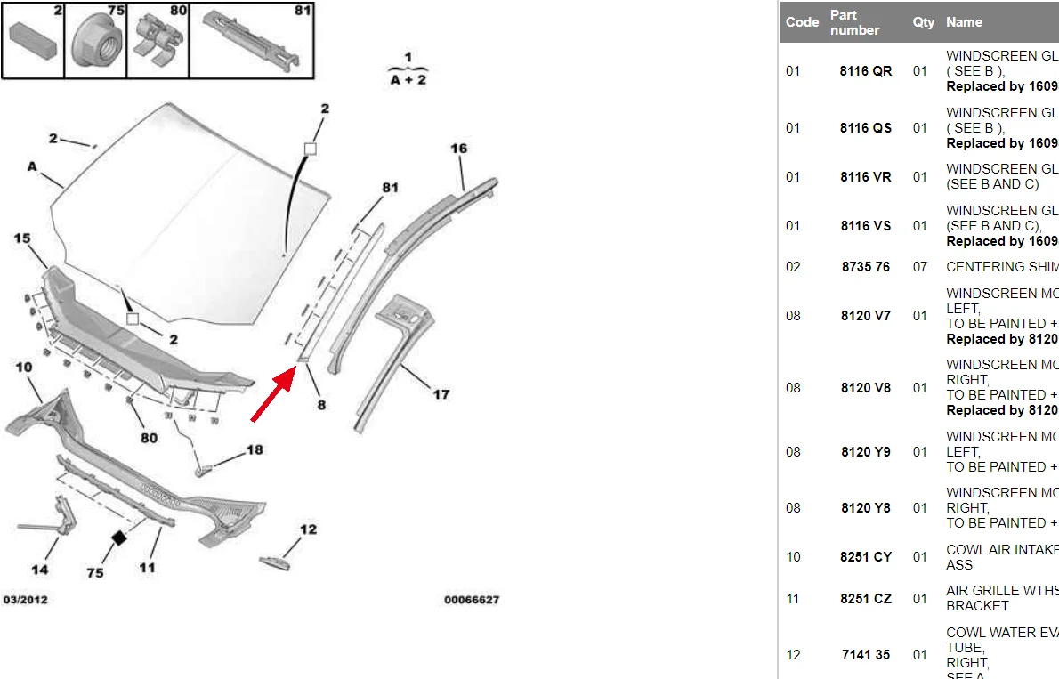 Fixation Pare-brise Citroën C5 - Lot De 5 Clips, Référence 812398, Neuf D'origine