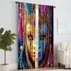 2 pcs, versatile polyester transparent curtains for home decoration Venice Carnival Mask for use in bedrooms and living rooms 2