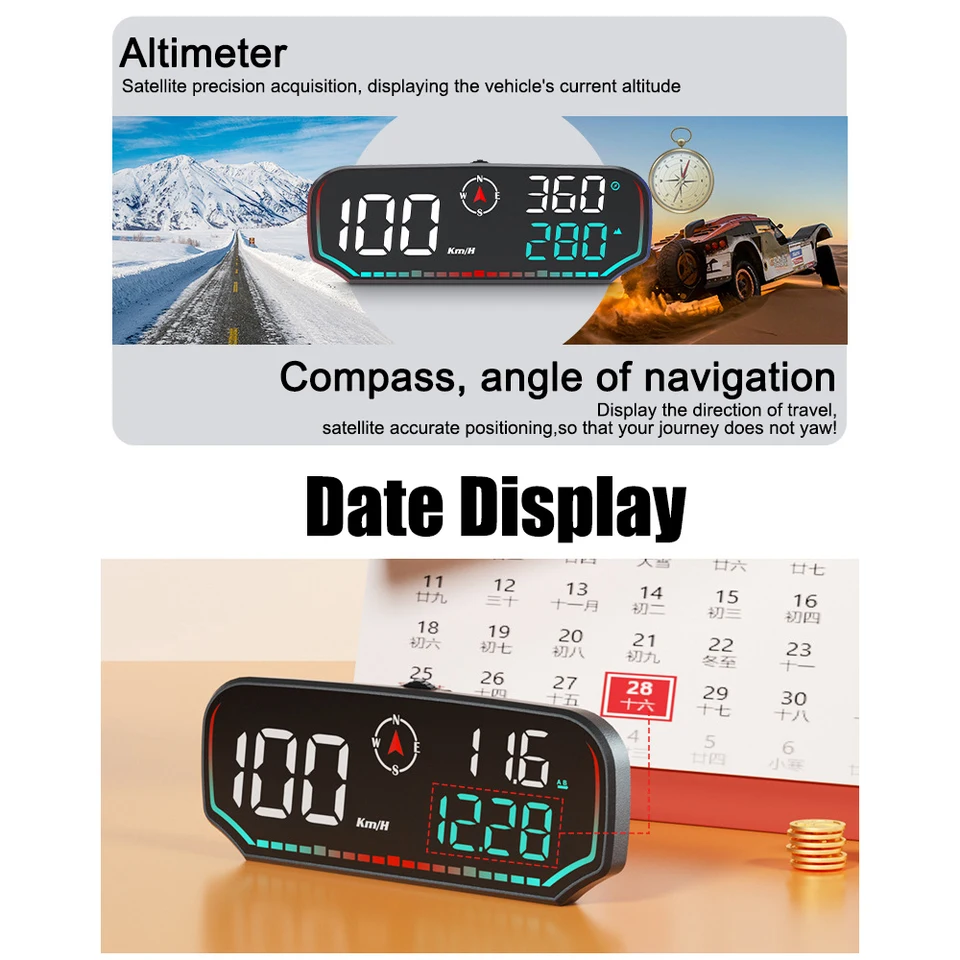 G18 Head Up Display HUD For Cars - GPS Digital Speedometer With Compass & Altimeter For Windshield