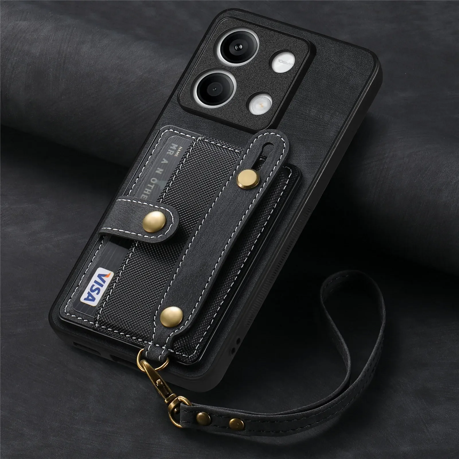 Wristband Leather Wallet Phone Case with Card Pocket