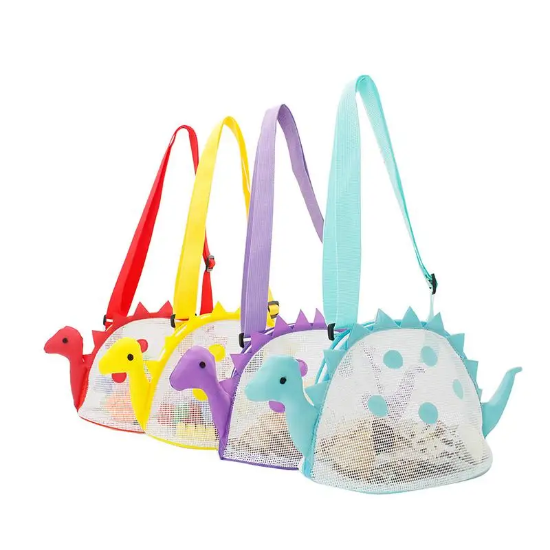 

Mesh Beach Toys Bag Kids Sand Toy Seashell Collecting Bag 4pcs Mesh Beach Bag Sand-proof Dinosaur Shape Beach Tote For Camping