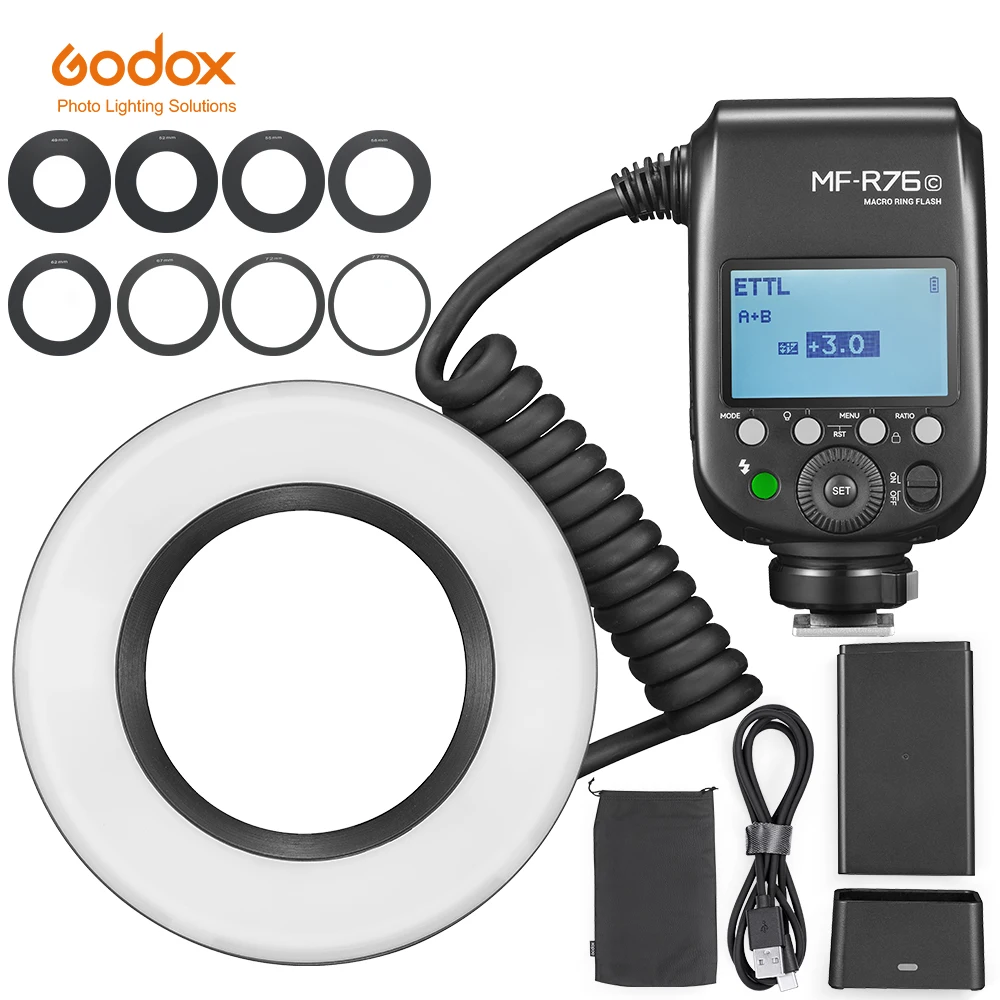 Godox MF-R76C MF-R76N MF-R76S TTL HSS 2.4G Wireless Macro LED Ring Light Speedlite Flash Light Canon Nikon Sony Camera