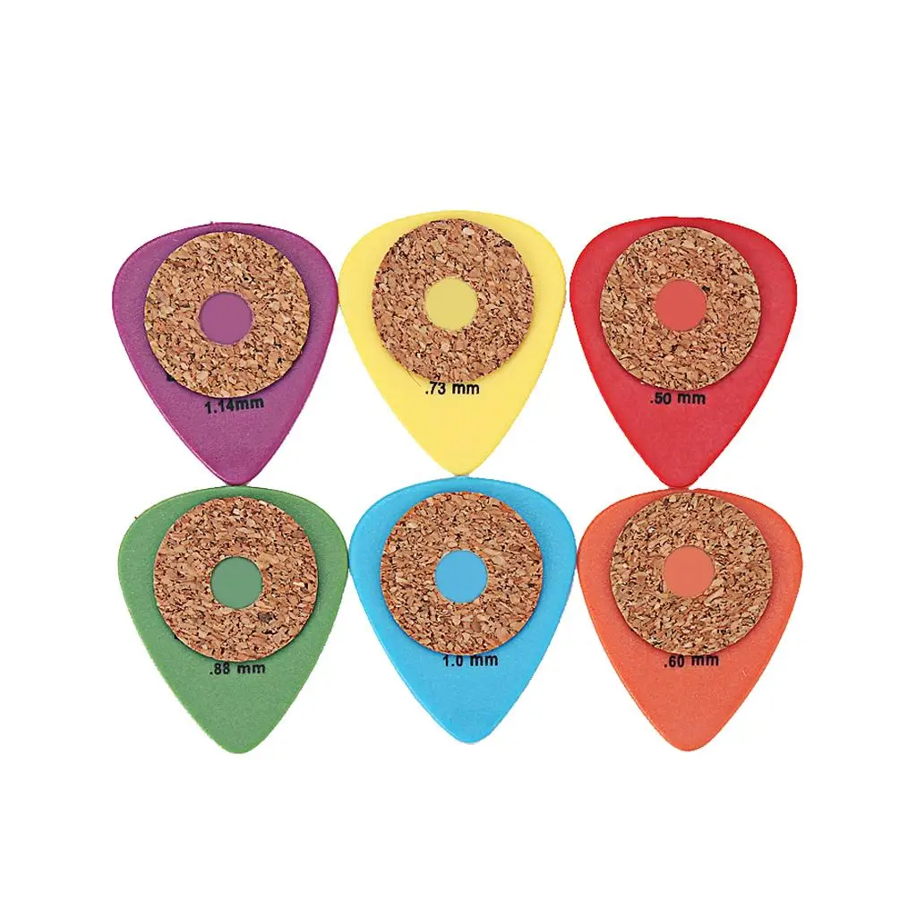 6pcs Multicolor Guitar Picks with Non Corks for Guitar Bass Parts