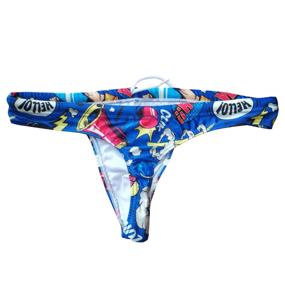 Men's Traditional Swim Thong Swimwear Fun Pop Style Low Rise Bikini Bathing Suit Sexy Swimsuit Beach Underwear with Drawstring - 4