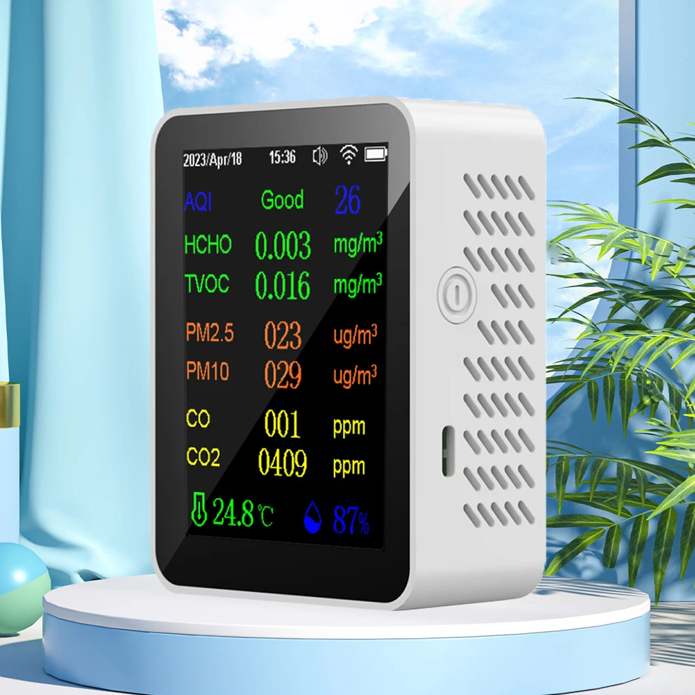 ÷ ũ   , PM2.5 PM10 CO CO2 TVOC HCHO AQI ׽, Ȩ ǽ ð  ¥ ǥ, 12 in 1