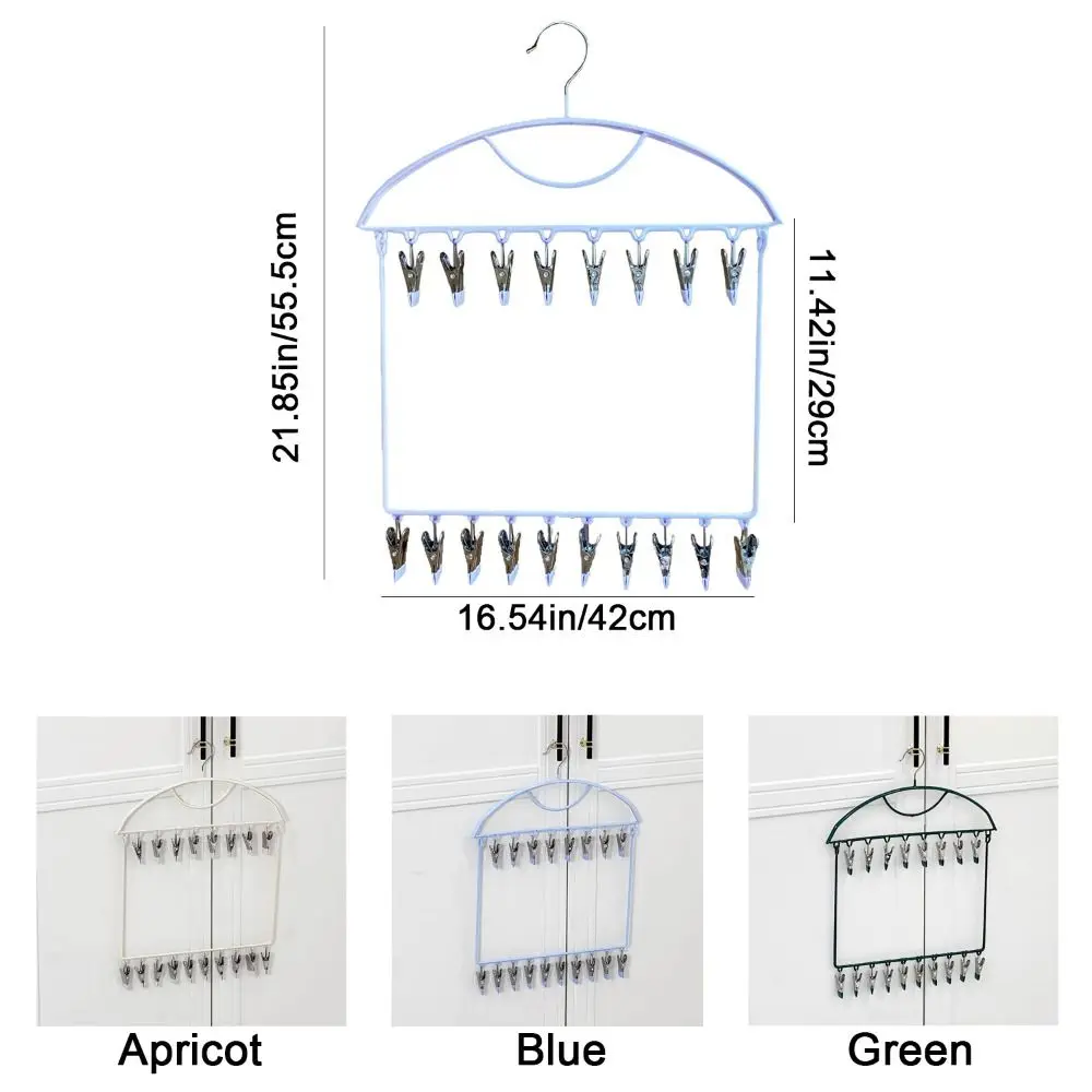 18개 클립 양말 건조대 스테인리스 스틸 대용량 멀티클립 양말 건조 걸이 녹 방지 방풍