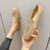 Loafers Office Flats Women Casual Shoes Mesh Breathable Square Toe Comfort Stretch Fabric Knit Ballet Slip Size 35-40 4