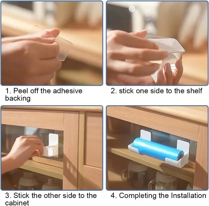 Wall Mounted Trash Bags Holder Garbage Bag Storage Box Organizer Plastic Bag Film Container Dispenser 20/2PCS For Kitchen Shelf