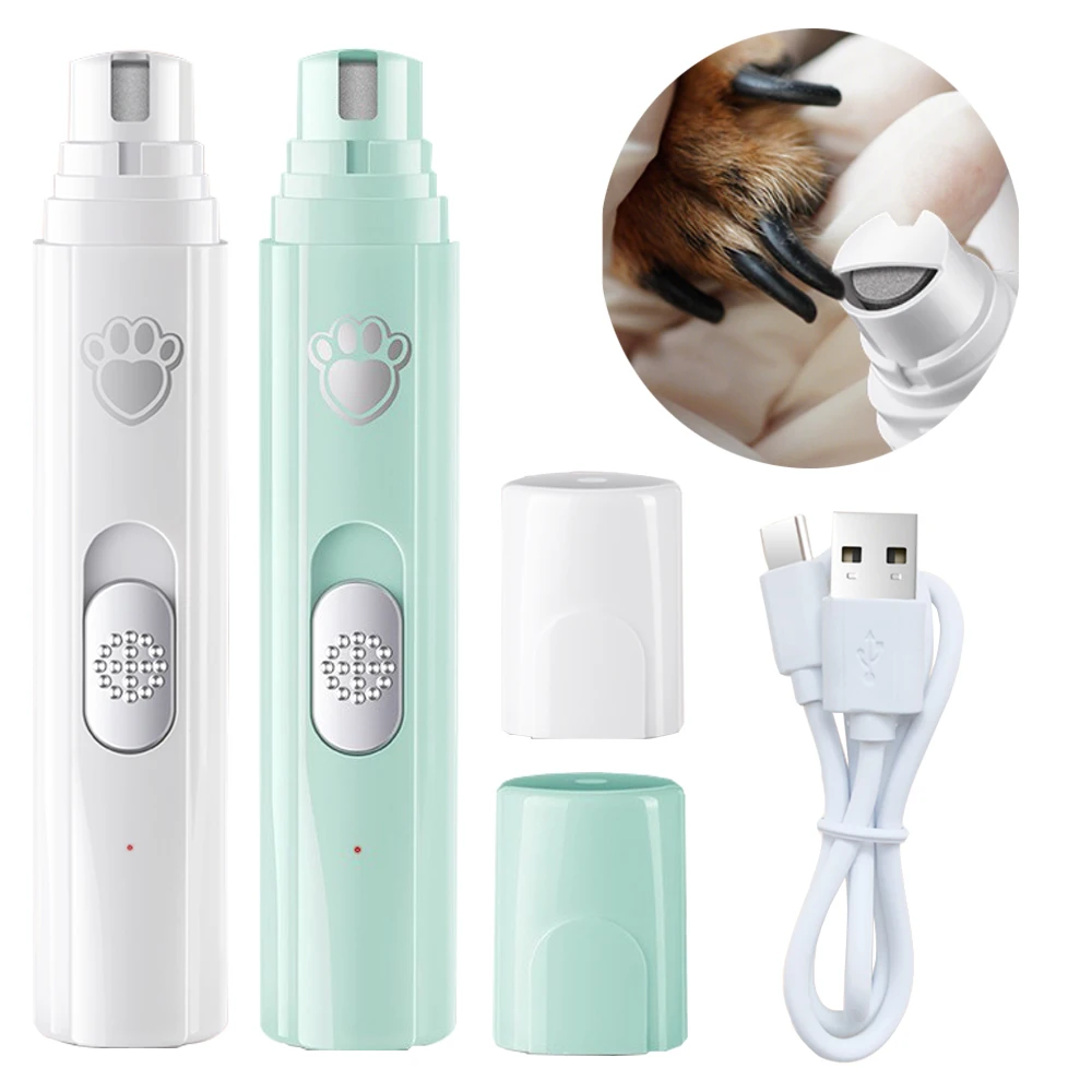 Pet Nail Grinder Electric Dog Nail Grinder with Polisher Wheel LED Light 500 MAh 2-Speed Pet Trimmers For Paws Grooming
