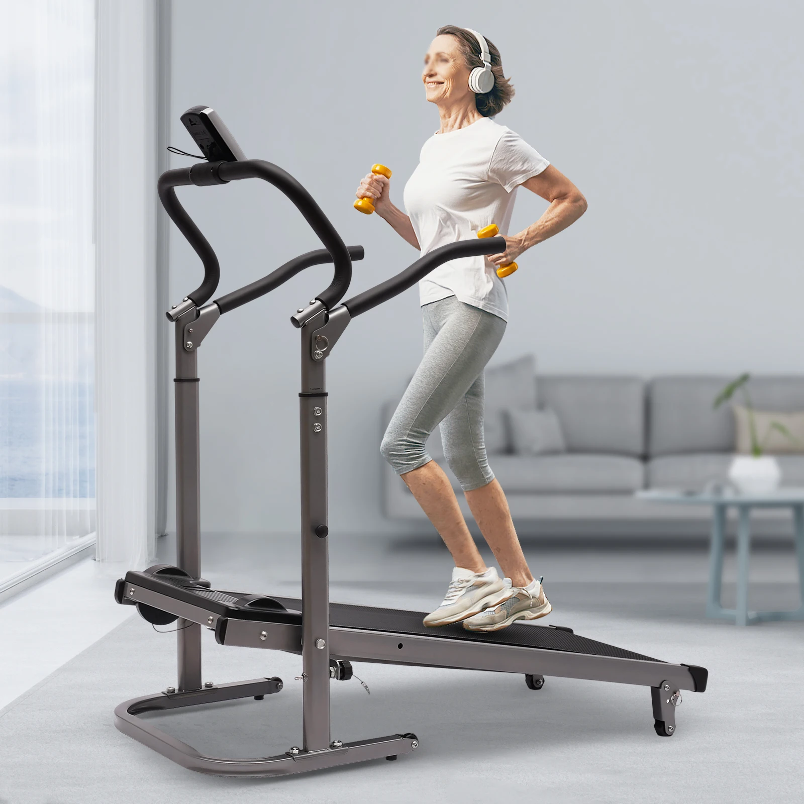 Folding Treadmill W/ Incline for Home Portable Running Exercise Black 265lbs