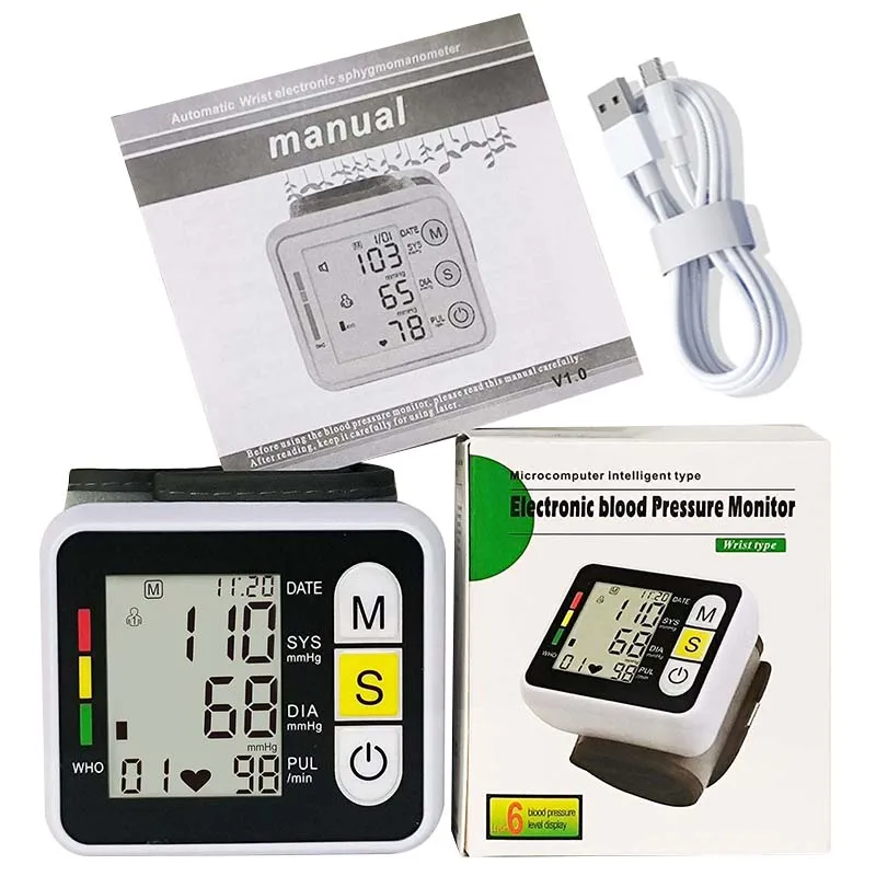 LCD Display Wrist Blood Pressure Monitor Automatic Digital Family Diagnostic