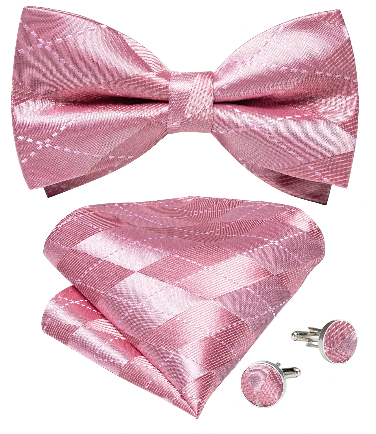 Set di gemelli quadrati da tasca con papillon rosso rosa Pre-legato solido da uomo per uomo nodi di farfalla di seta regolabili festa di nozze  200000297