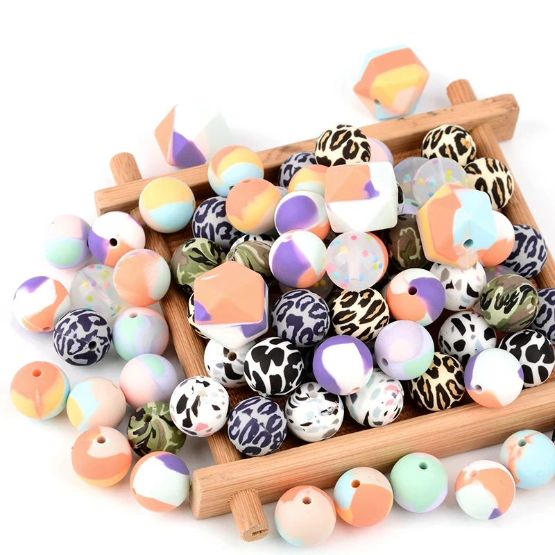 Silicone Loose Beads Safe Teether Round Baby Teething Beads DIY Chewable Colorful Teething For Infant 15mm 20pcs/lot silicone teething beads