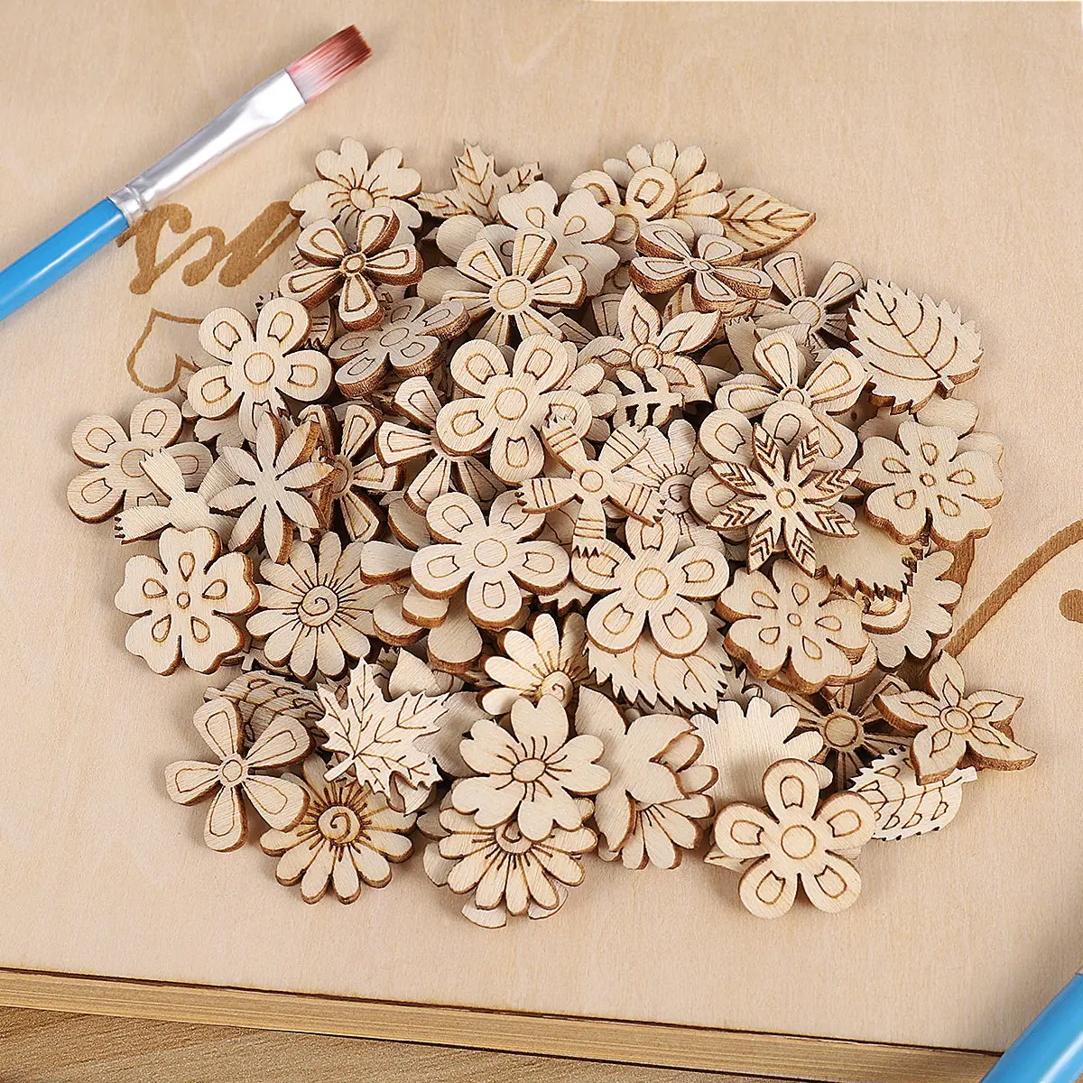 100Pcs 교육용 나무 조각 천연 20Mm DIY 낙서 공예 장식 크리스마스 나무 엠블럼 창조적 인 예술 재료