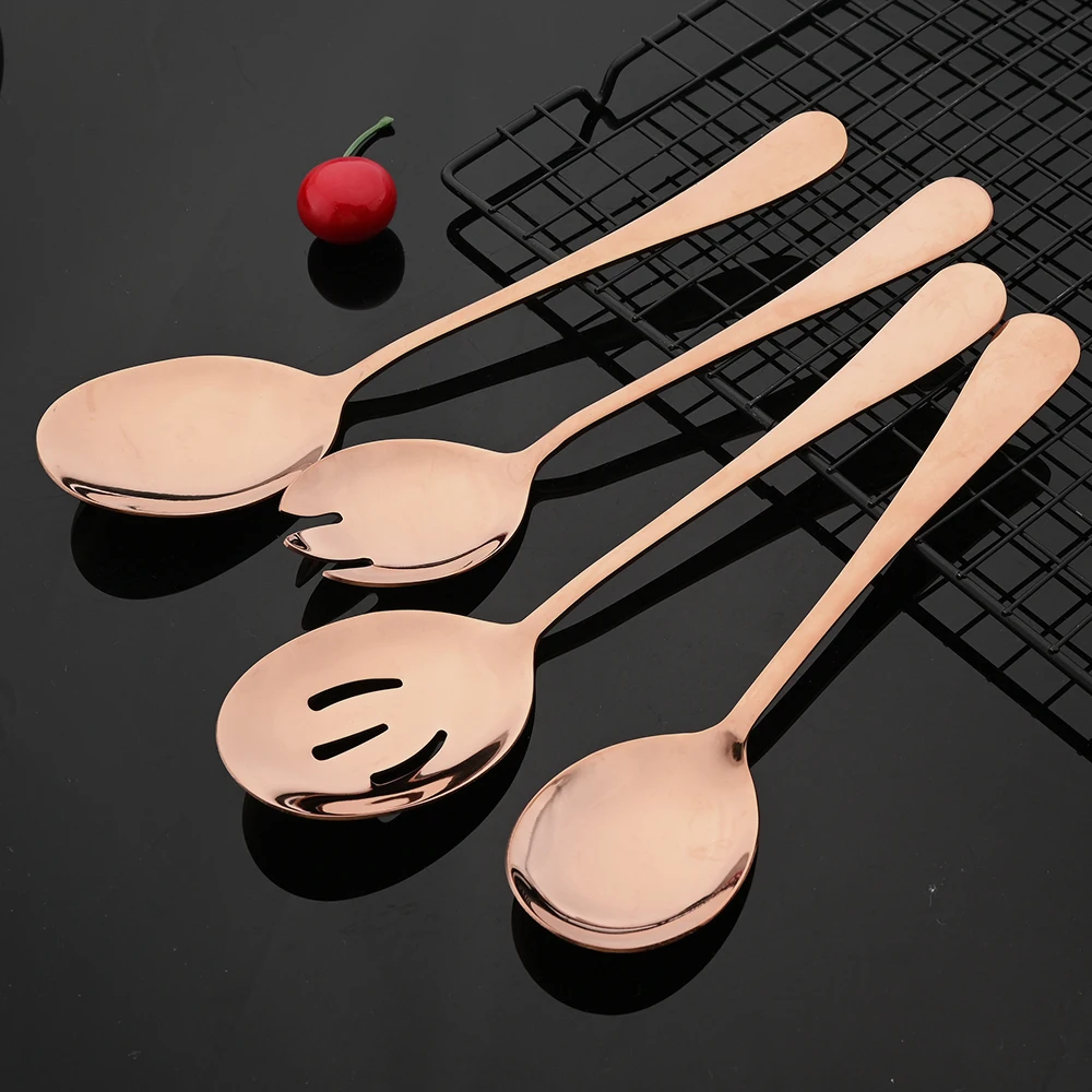 Stainless Steel Cutlery Set Rose Gold Dinnerware Cutlery Set Fork Colander Spoon Cake Shovel