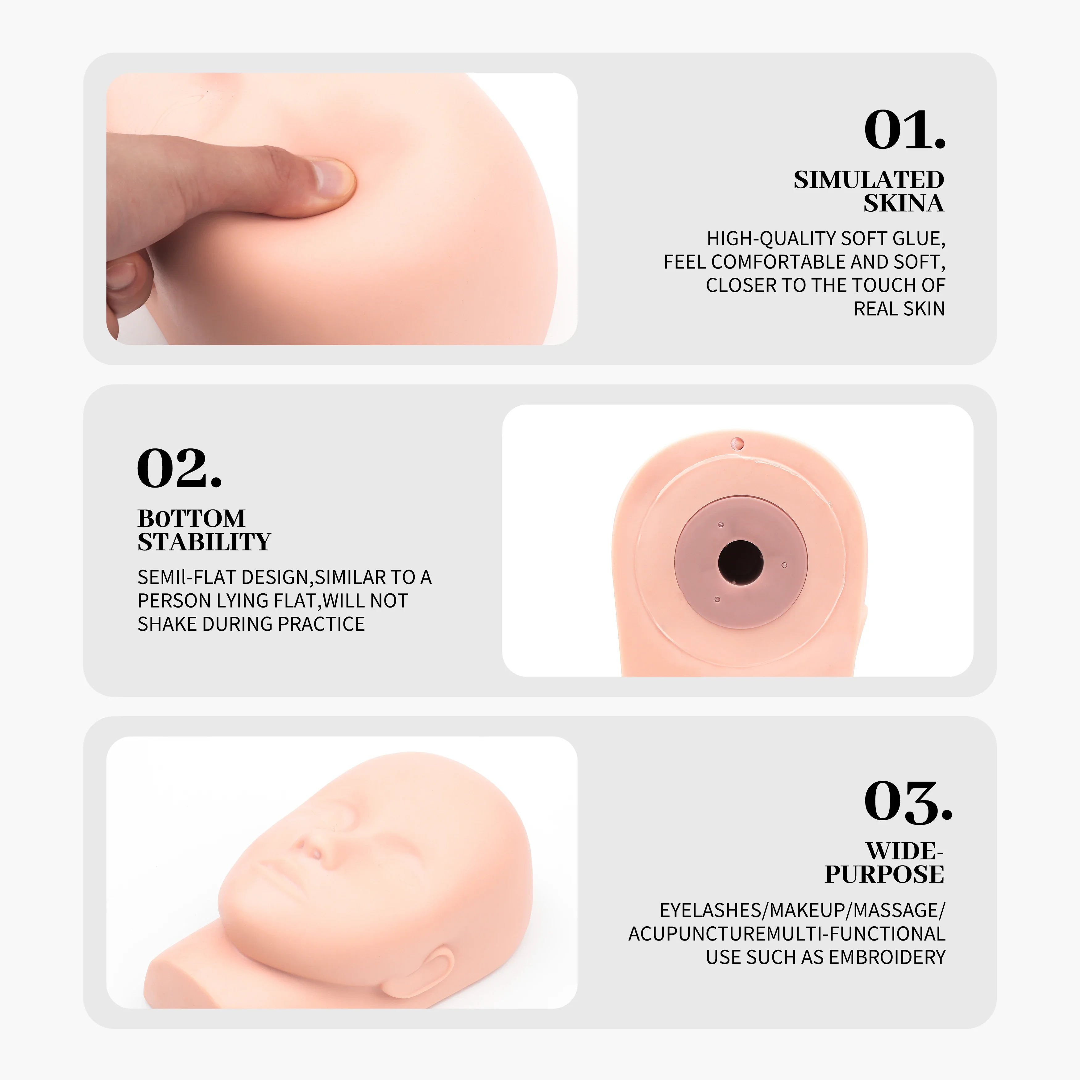Makeup tools Eye makeup tools Eyelash extension Fake Head Mould Mannequin Head Training Makeup Model Rubber Eye Facial Eyelash Eyelash Extension Makeup Practice Heads