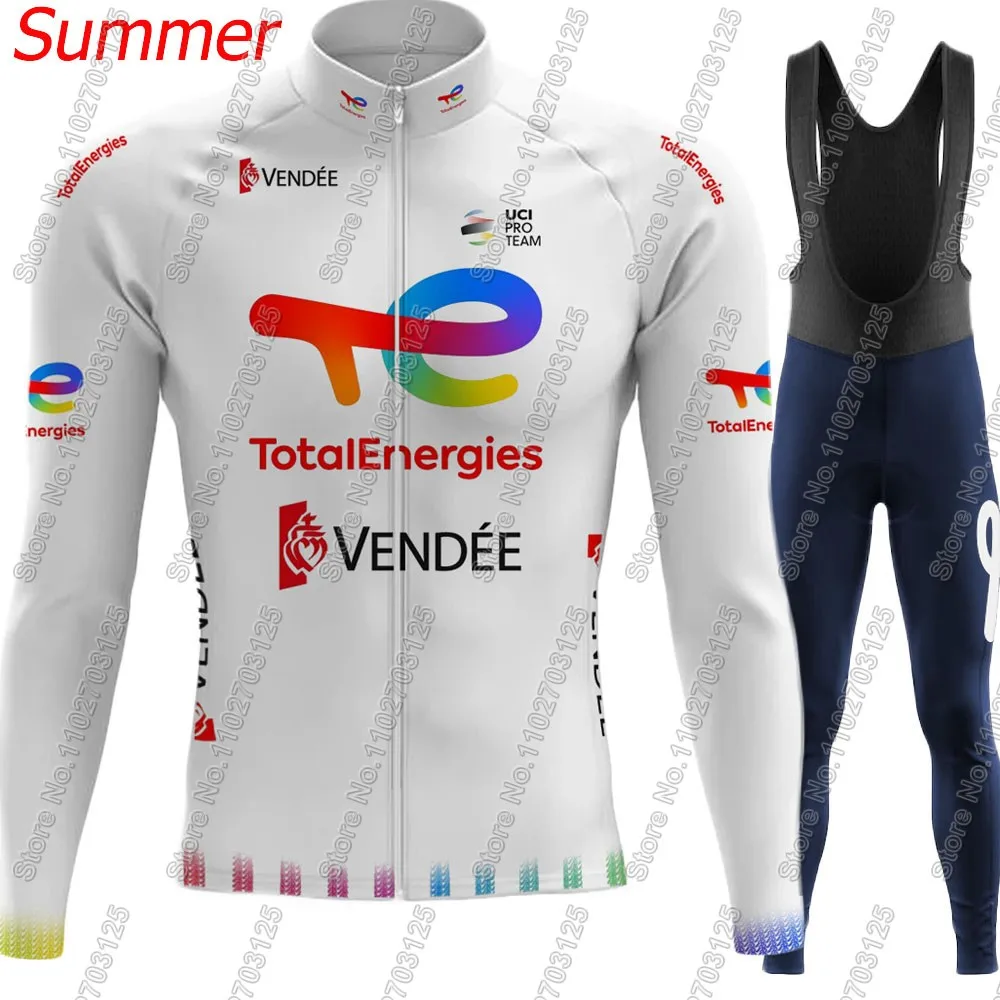 Total Energies Team Cycling Jersey Set France Suit Long Sleeve MTB Bike Road Pants Bib MTB Wear Ropa Ciclismo Maillot