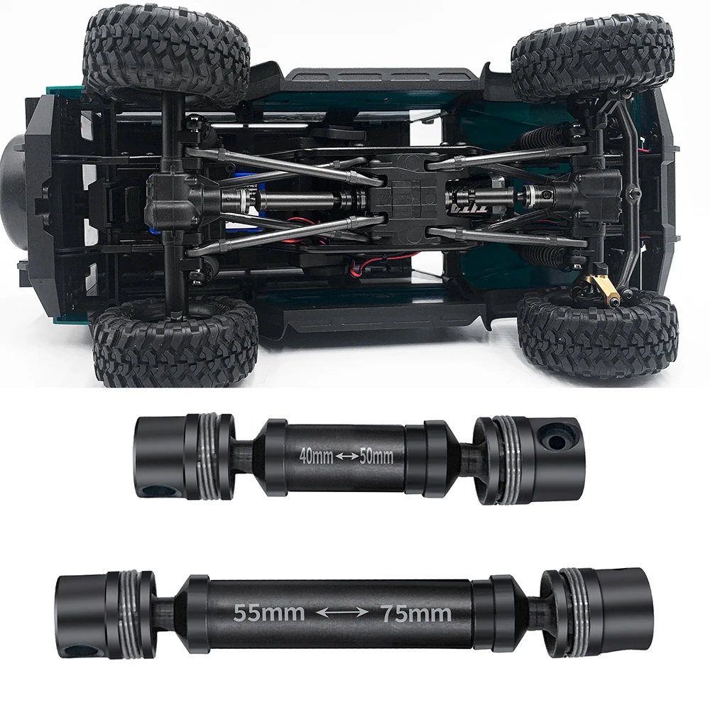 YEAHRUN 2Pcs 스테인레스 스틸 드라이브 샤프트 센터 CVD 드라이브 샤프트 1/18 TRX4M Bronco Defender 업그레이드 부품