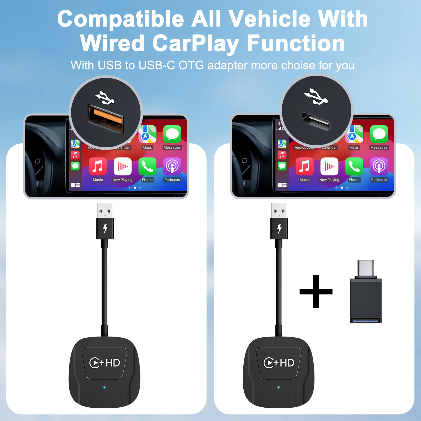 Wireless Video CarPlay Adapter Support Netflix/YouTube/Tiktok For OEM Wired CarPlay Cars,video carplay adapter