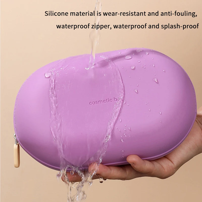 Tragbare Silikon-Kosmetiktasche mit großer Kapazität, wasserdichte, weiche Kosmetik-Aufbewahrungstasche, feuchtigkeitsbeständiger Kulturbeutel für Zuhause und Reisen – Detail 6