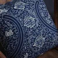 Ethnic Blue Floral Decorative Pillows Sofa Cushion Cover Flower Bird Pillowcase Living Room Decoration Farmhouse Pillow Case 5