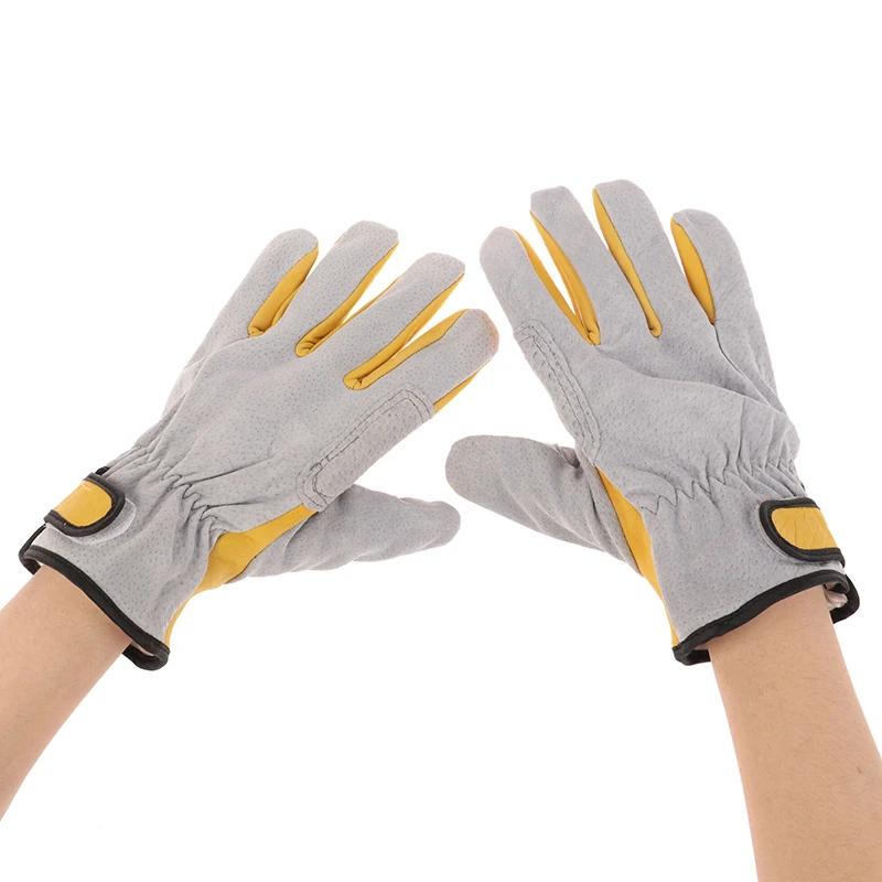 

1 Pair Work Gloves Leather Workers Work Welding Safety Protection Garden Sports Cycling Motorcycle Driver Wear-resistant Gloves