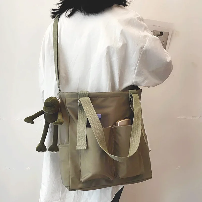 Women's Bag Shopper Simple Fashion Zipper Handbags Nylon Waterproof Solid Crossbody Large Tote Shoulder Bags For Women