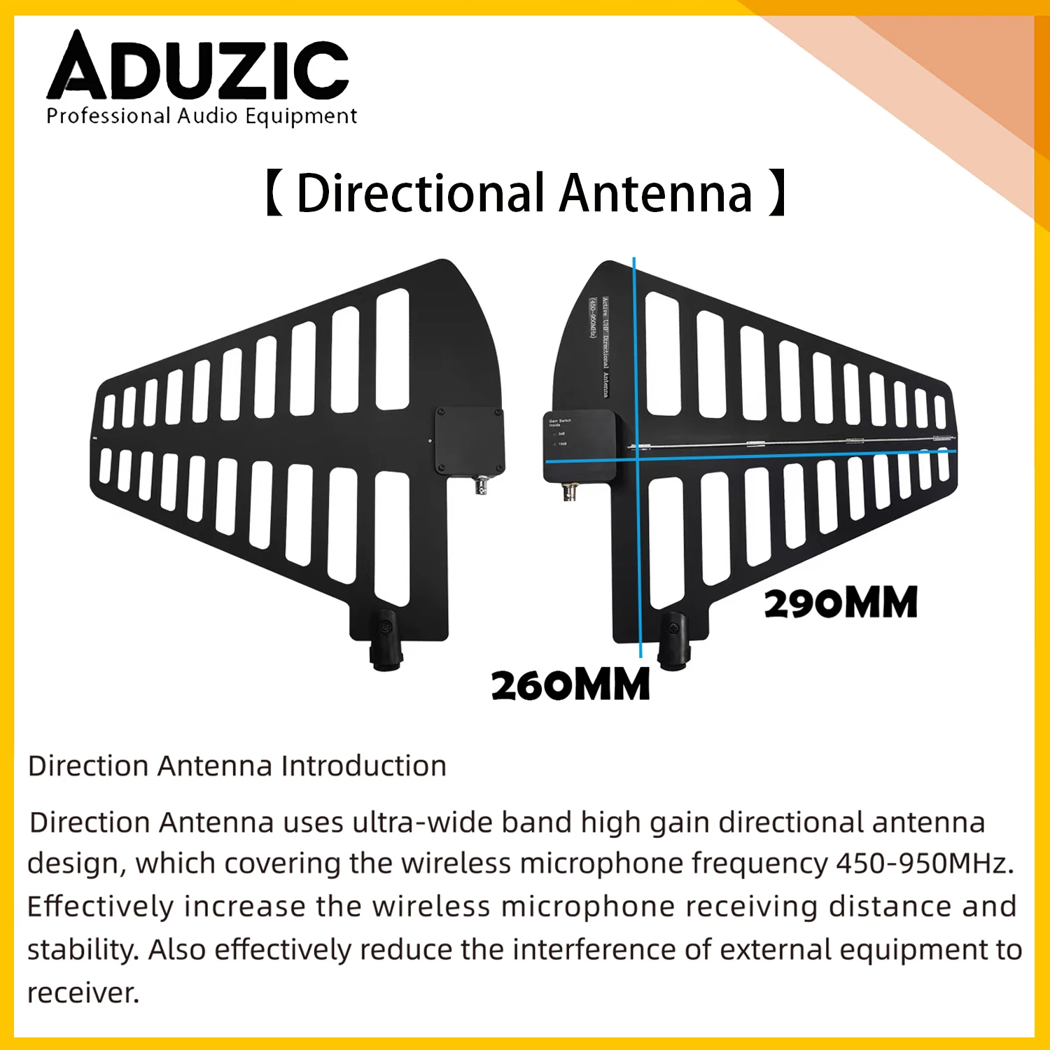 Aduzic 방수 안테나 16채널 안테나 결합기 스펙트럼 분배기 RF 신호 증폭기 450-950Mhz 모든 무선 마이크 A16용