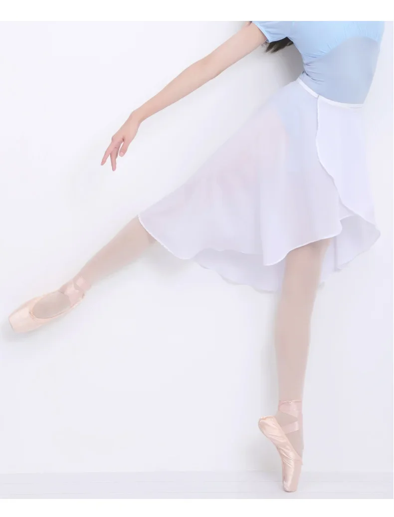 Ballettrock mit verstellbarer Taille für Damen und Erwachsene, Chiffon-Tanzrock, Tutu-Wickel-Übungsrock mit transparenter Schicht – Detail 12