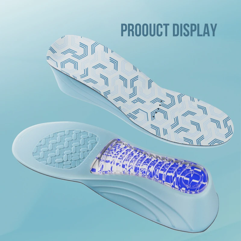 Palmilhas de aumento de altura para homens e mulheres, suporte invisível do arco, absorção de choque, cor azul, preta, ortopédic