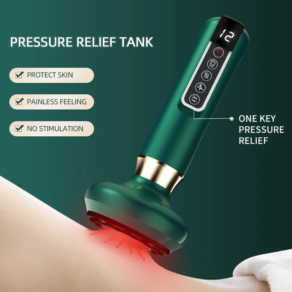 Electric Vacuum Cupping Massager Body Guasha Scraping Massager Fat Burning Slimming Physiotherapy Hot Compress Fatigue Relief