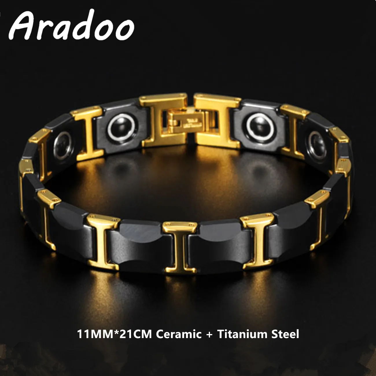 Titanium Steel & Ceramic Magnetic Hematite Sport Bracelet