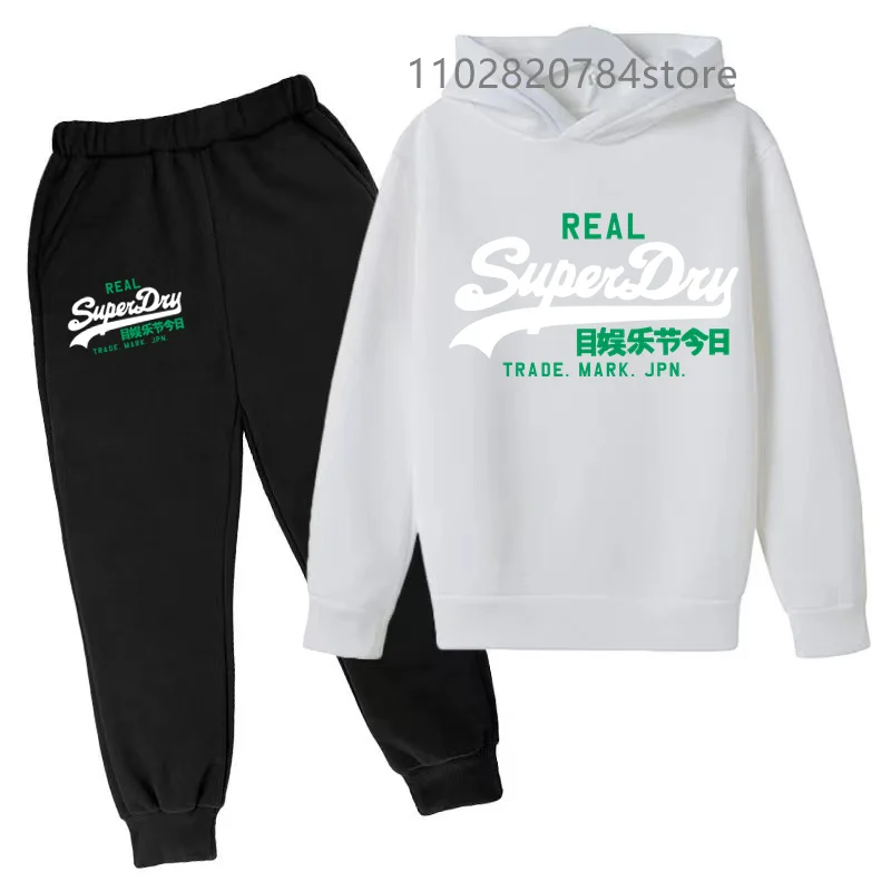 Kids Hoodie Pants Set Outdoor Sport Spring Autumn 3-12 Year Boy Girl Sweatshirt