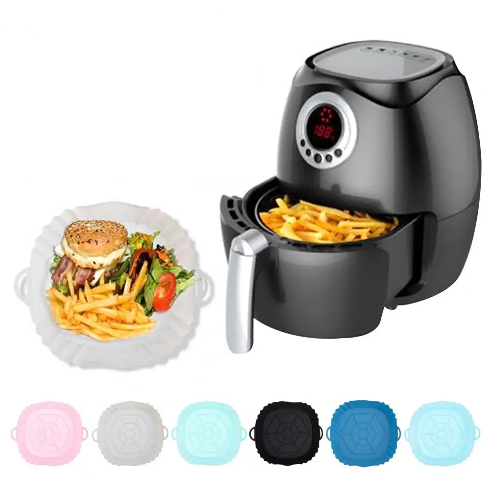 19.5cm Air Fryer Silicone Liner Food-Grade BPA Free High Temp Resistant Easy To Clean Square Baking Tray Air Fryer Accessories