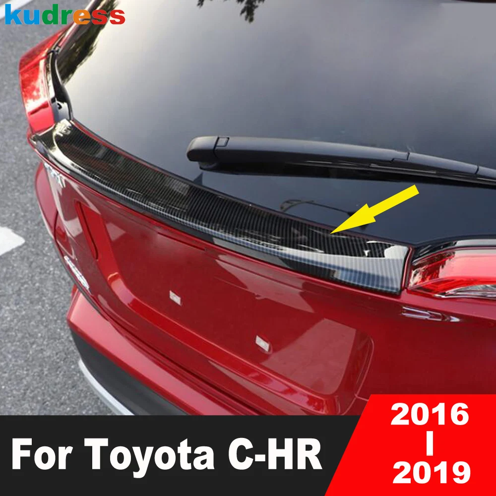 

Rear Trunk Lid Cover Trim For Toyota CHR C-HR 2016 2017 2018 2019 Carbon Fiber Car Tailgate Molding Garnish Strip Accessories