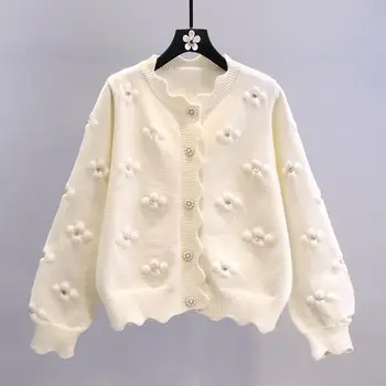 Fashion Flower Knitted Cardigan Women Spring and Autumn Sweaters Cardigans Elegant Sweater Tops Thin Jacket Harajuku Clothing